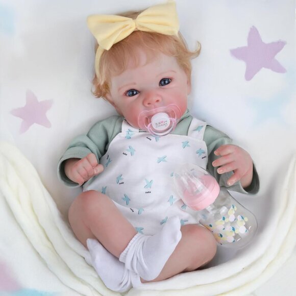 🆕18-Inch Realistic Baby with Blonde Hair and Weighted Cloth Body Toddler Girls - Picture 6 of 13